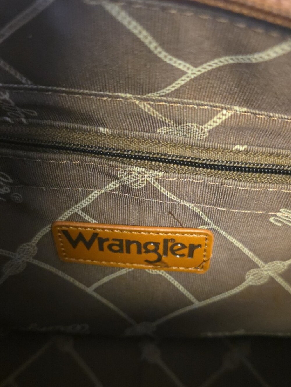 Wrangler Tan, Brown & Cream Geometric Mini Tote - Picture 3 of 5
